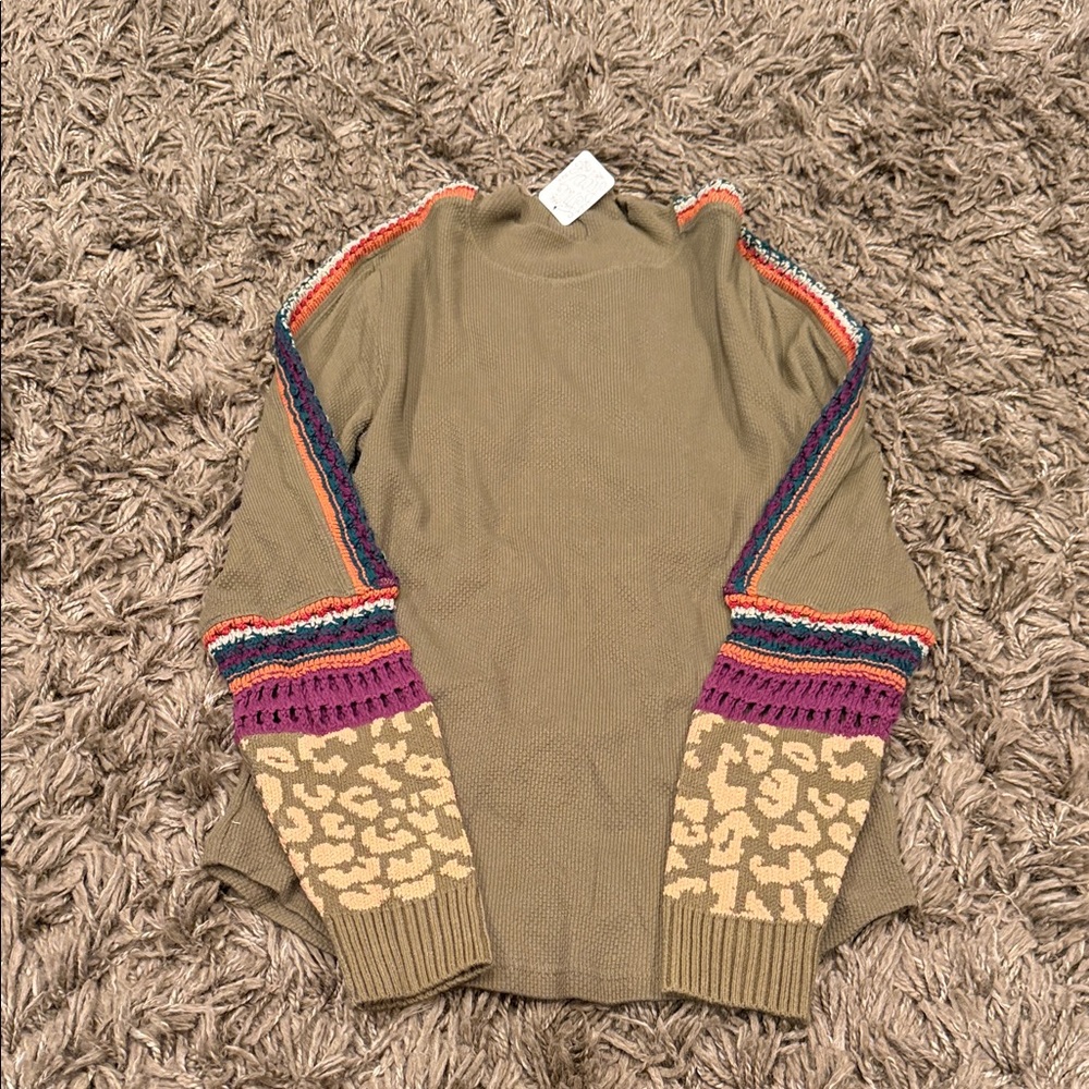 New Free People Army Green Switch It Up Boho Thermal Cuff Top Size XL - Picture 3 of 9